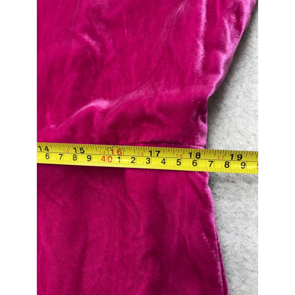 Boden Velvet Dress Womens Medium Pink Scoop Neck Long Sleeve Shift Midi Ruffle - Picture 13 of 16